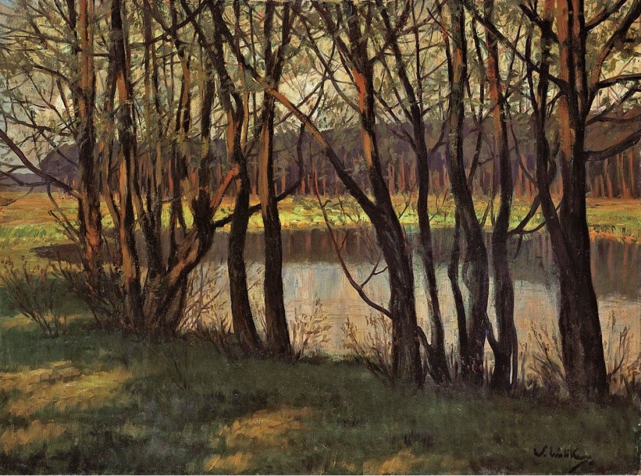 Auf diesem Bild ist das folgende Kunstwerk zu sehen: Walter Leistikow. „Weiher“. (Vor) 1895.