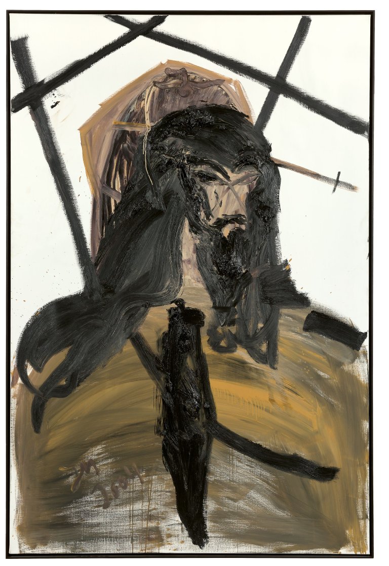 Auf diesem Bild ist das folgende Kunstwerk zu sehen: Jonathan Meese. „DR. GODADDY“. 2004.