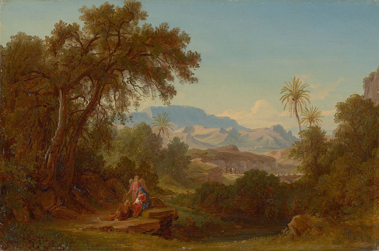 Auf diesem Bild ist das folgende Kunstwerk zu sehen: Gustav Friedrich Papperitz. Die Ruhe auf der Flucht.