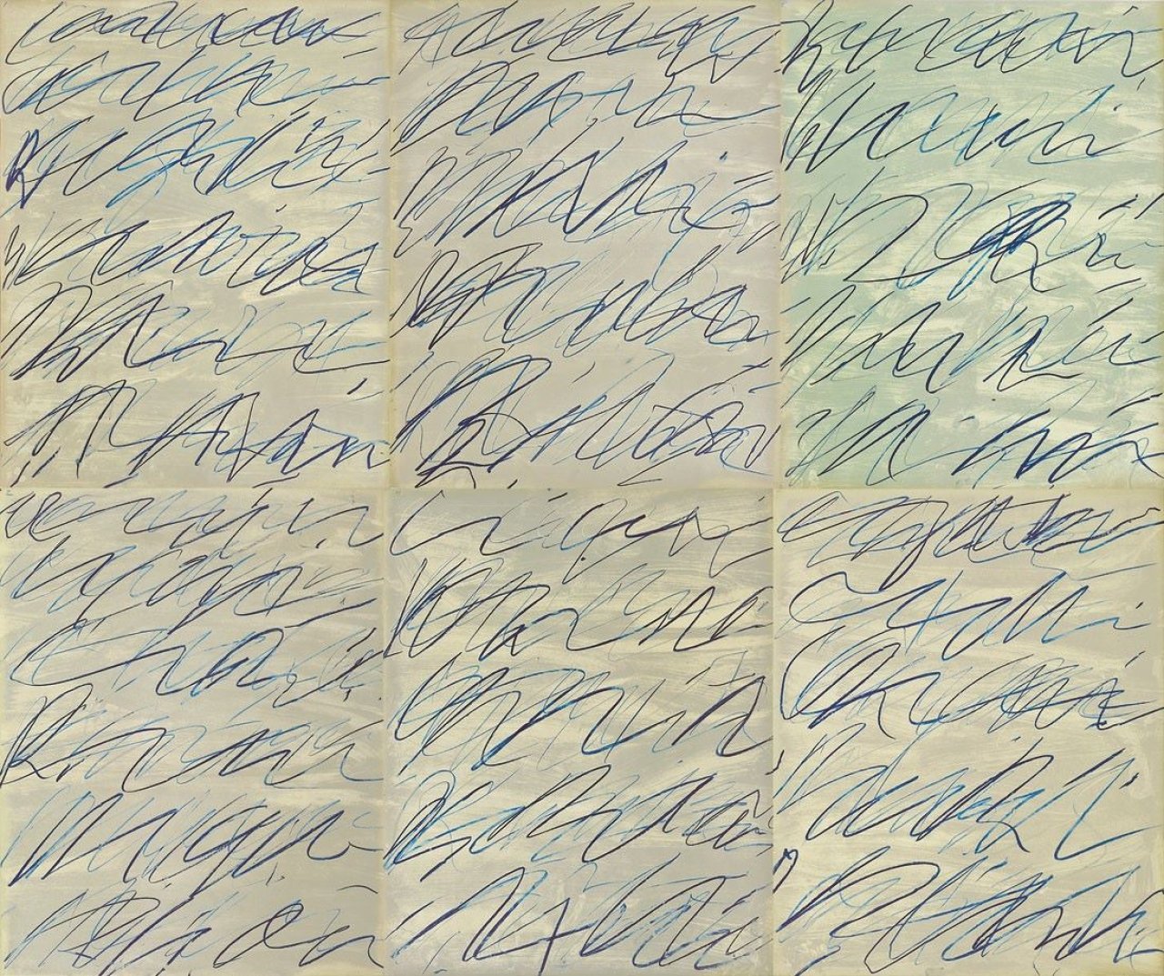 Auf diesem Bild ist das folgende Kunstwerk zu sehen: Cy Twombly. „Roman Notes“. 1970.