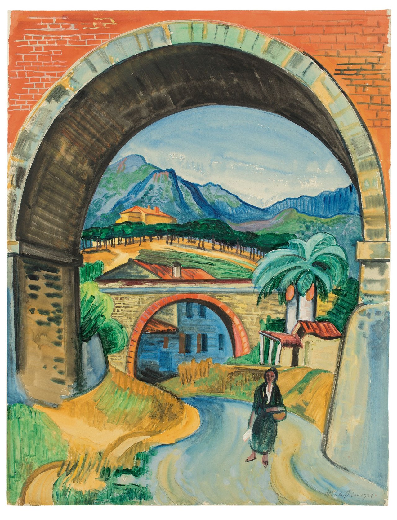 Auf diesem Bild ist das folgende Kunstwerk zu sehen: Max Pechstein. Viadukt vor Collioure. 1931.