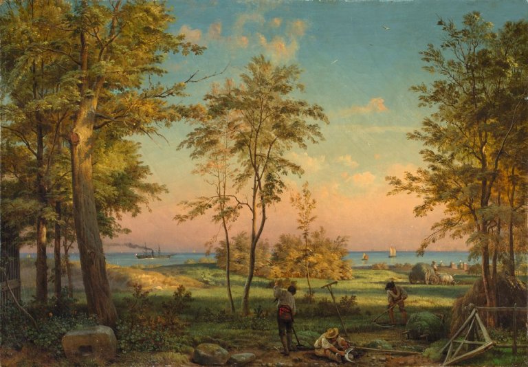 Auf diesem Bild ist das folgende Kunstwerk zu sehen: Friedrich Nerly d. Ä.. Die Insel Lido in Venedig. Um 1860/70.