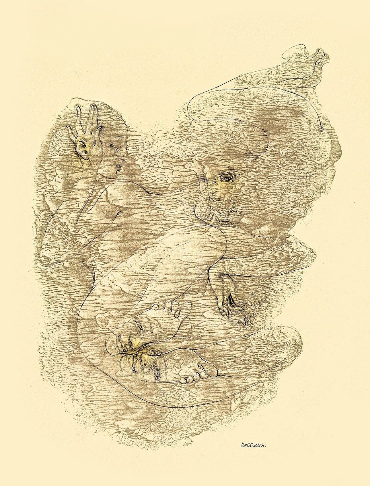 Auf diesem Bild ist das folgende Kunstwerk zu sehen: Hans Bellmer. „Transfert des Sens“. 1949.