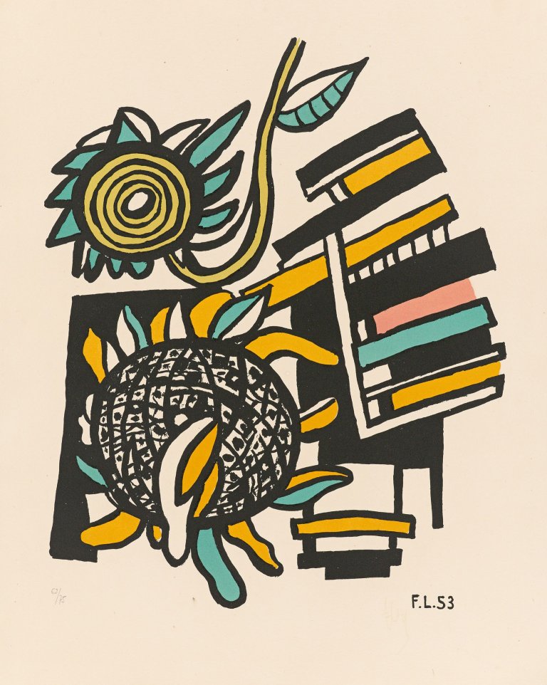 Auf diesem Bild ist das folgende Kunstwerk zu sehen: Fernand Léger. „Les deux tournesols “. 1953.
