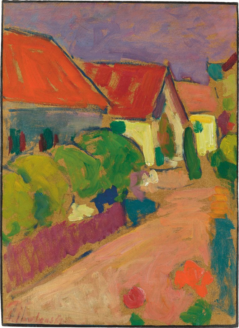 Auf diesem Bild ist das folgende Kunstwerk zu sehen: Alexej von Jawlensky. „Murnau - Rote Dächer“ („Rotes Dorf“). Um 1909/10.