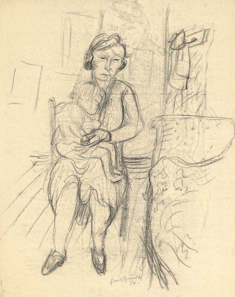 This picture shows the following artwork: Hans Grundig. Mutter und Kind. 1927.