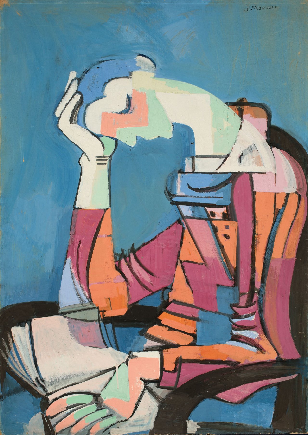 This picture shows the following artwork: Jeanne Mammen. „Lesender Knabe“. Circa 1943-45.