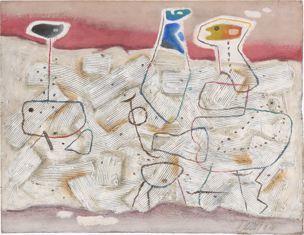 Auf diesem Bild ist das folgende Kunstwerk zu sehen: Willi Baumeister. „Helle Bewegung“. 1948.