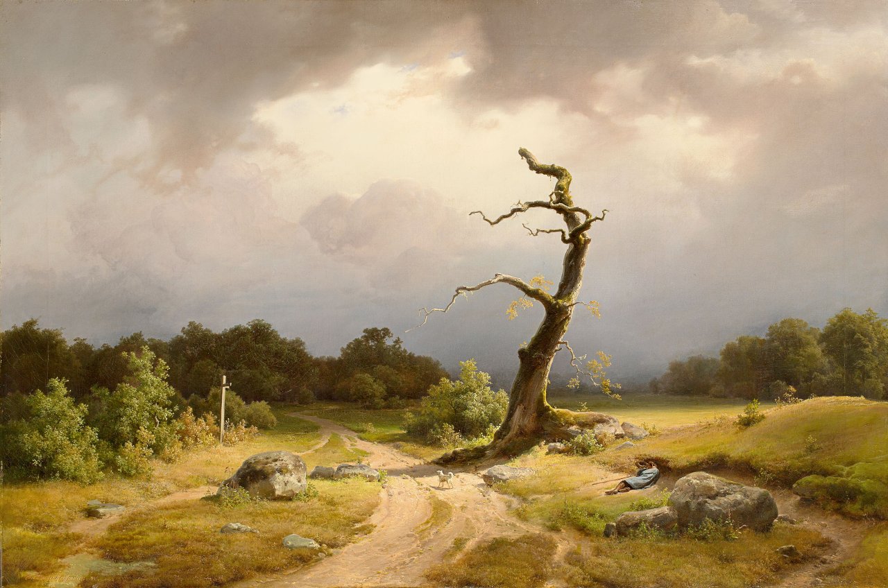 This picture shows the following artwork: Carl Theodor Reiffenstein. Landscape with approaching thunderstorm. 1845.