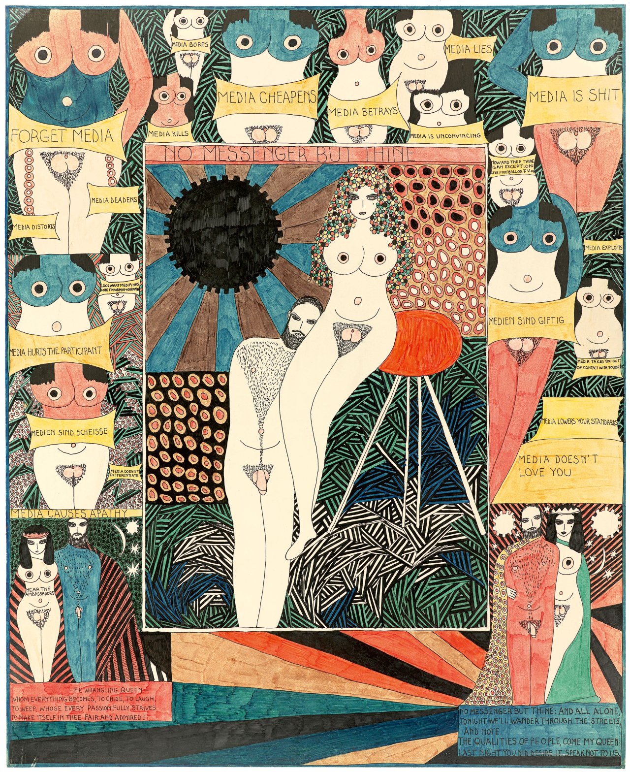 This picture shows the following artwork: Dorothy Iannone. Untitled (FORGET MEDIA). 1970s.
