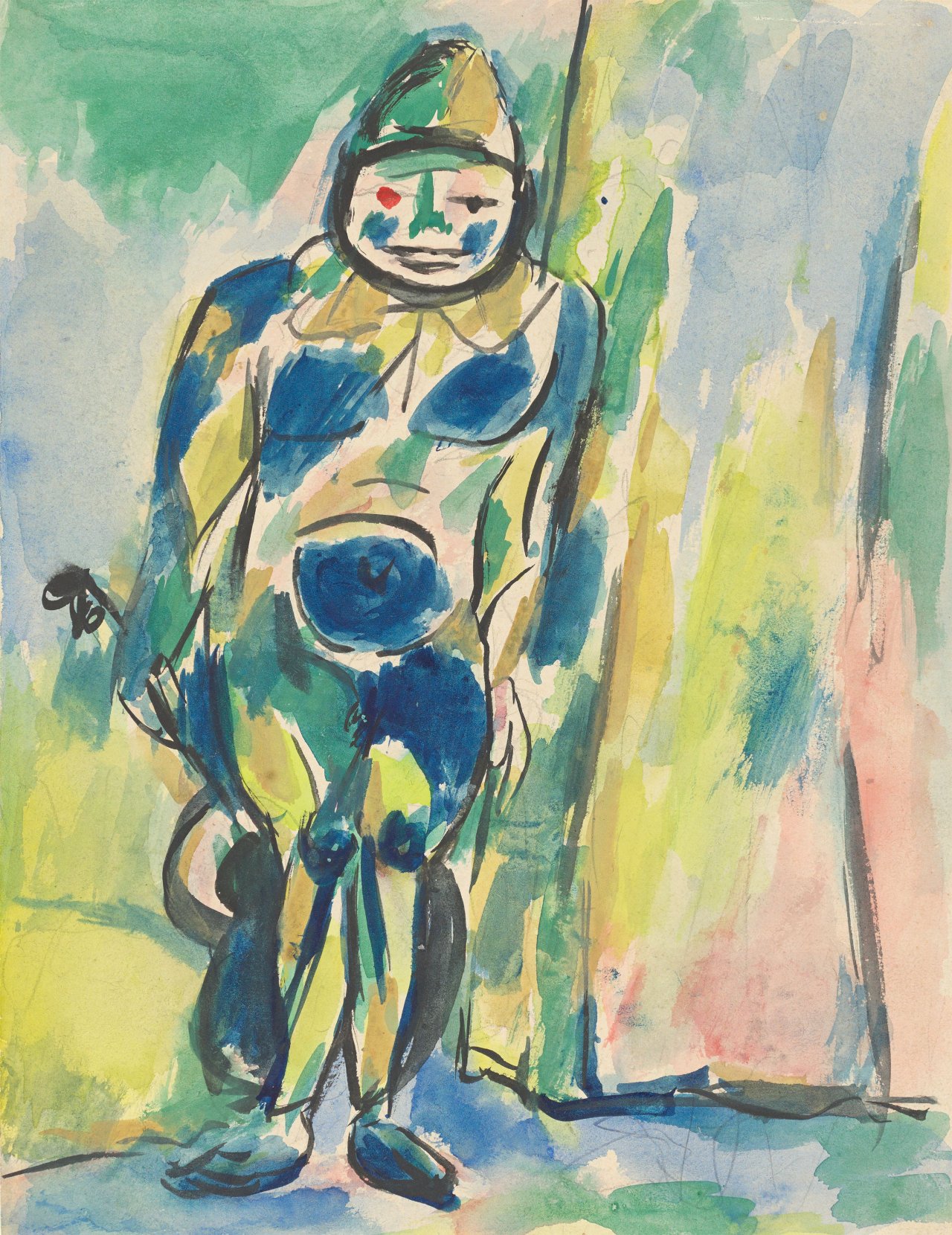 Auf diesem Bild ist das folgende Kunstwerk zu sehen: Herbert Kitzel. Harlekin mit Gitarre. 1950er-Jahre.