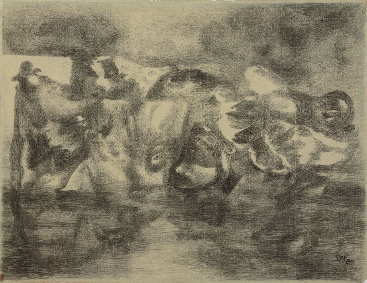 Auf diesem Bild ist das folgende Kunstwerk zu sehen: Richard Oelze. „Z 74“. Um 1949.