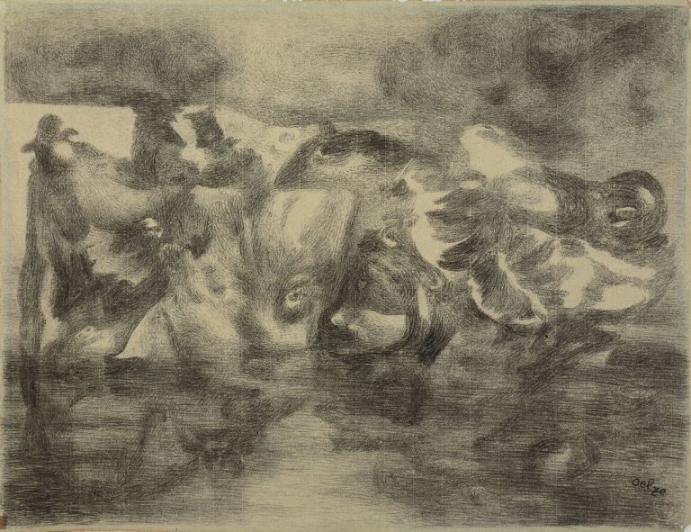 Auf diesem Bild ist das folgende Kunstwerk zu sehen: Richard Oelze. „Z 74“. Um 1949.