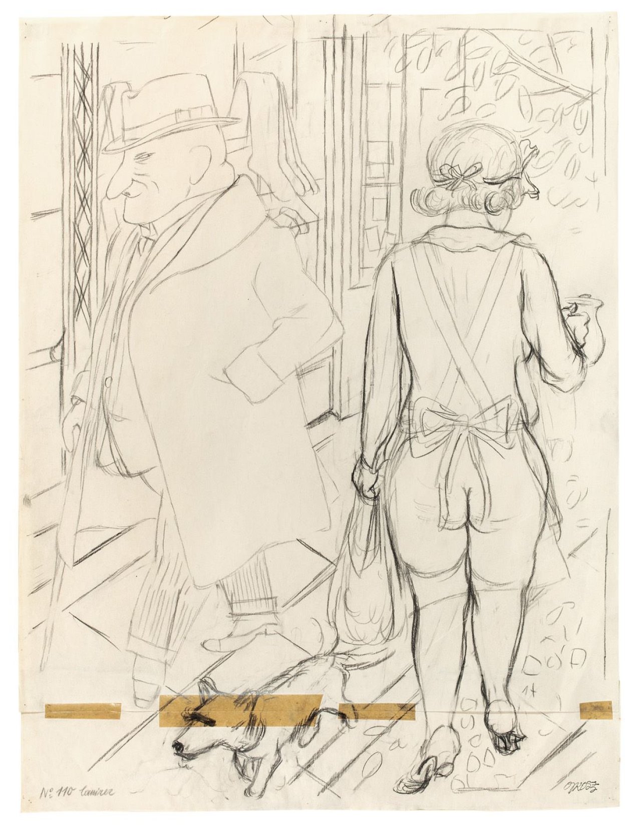 Auf diesem Bild ist das folgende Kunstwerk zu sehen: George Grosz. „Begegnung“ / „Straßenszene, Berlin“. 1928.