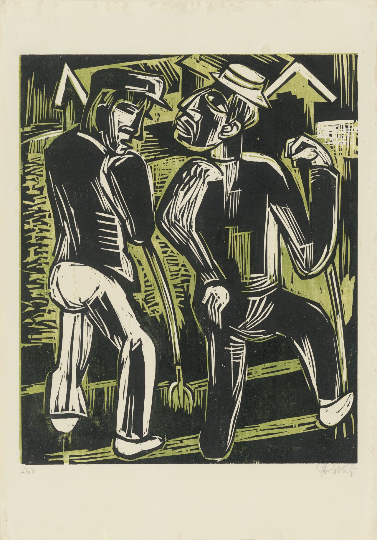 Auf diesem Bild ist das folgende Kunstwerk zu sehen: Karl Schmidt-Rottluff. „Zwei Bauern“. 1926.
