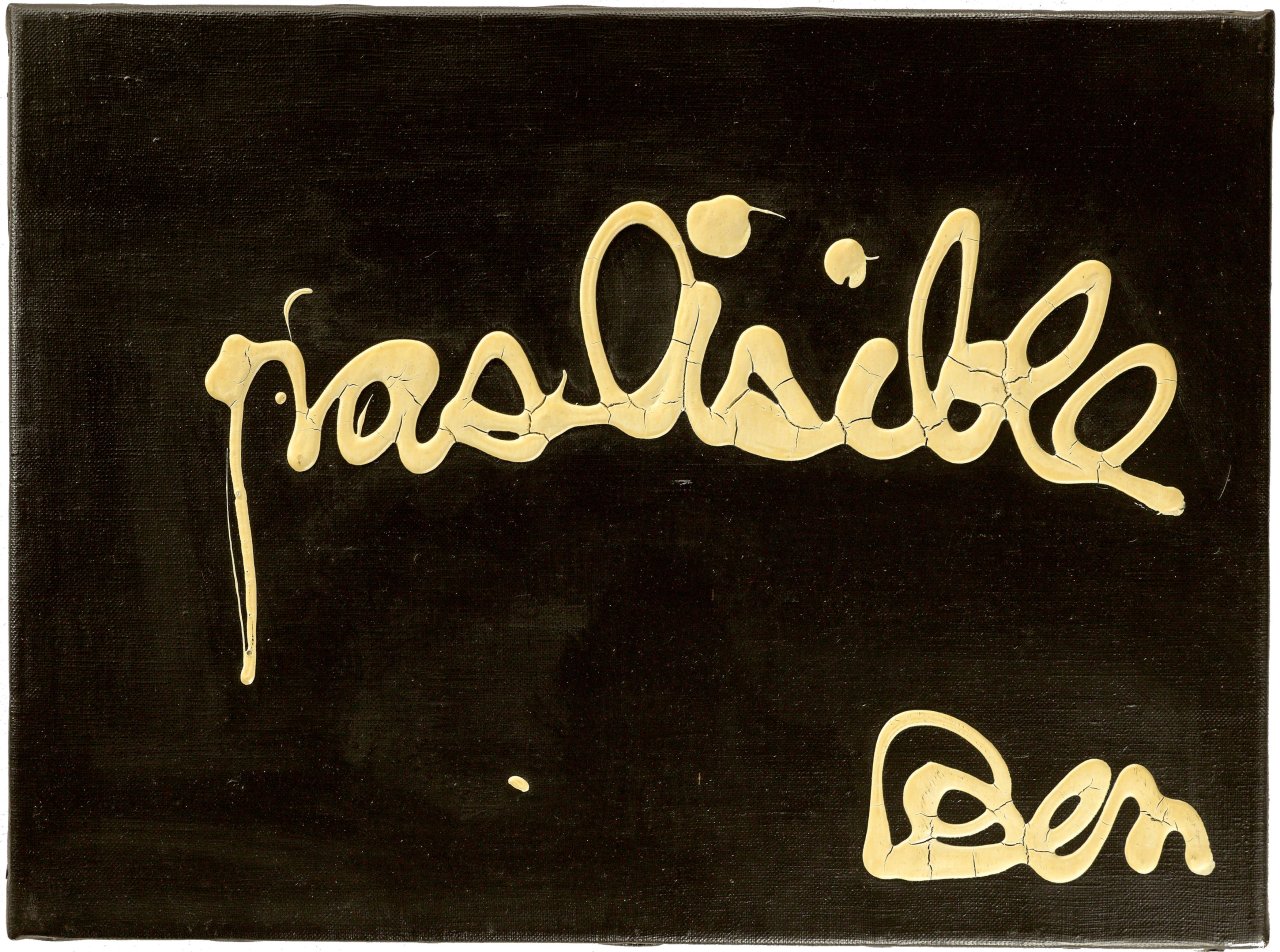 Auf diesem Bild ist das folgende Kunstwerk zu sehen: Ben Vautier. „pas lisible“. 1975.