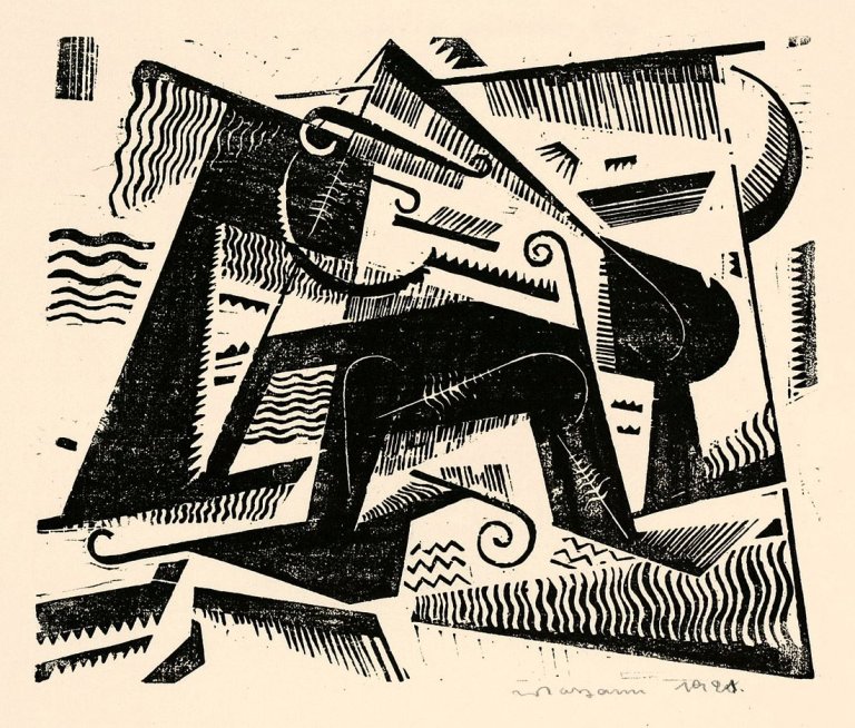 Auf diesem Bild ist das folgende Kunstwerk zu sehen: Johannes Molzahn. „Fabeltier Opus XXXII“. 1921.