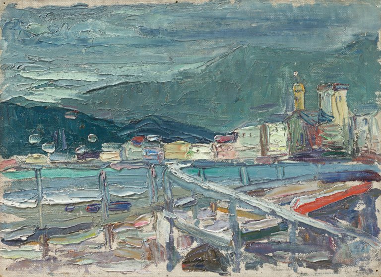 Auf diesem Bild ist das folgende Kunstwerk zu sehen: Wassily Kandinsky. „Rapallo – Castello und Kirche“. 1906.