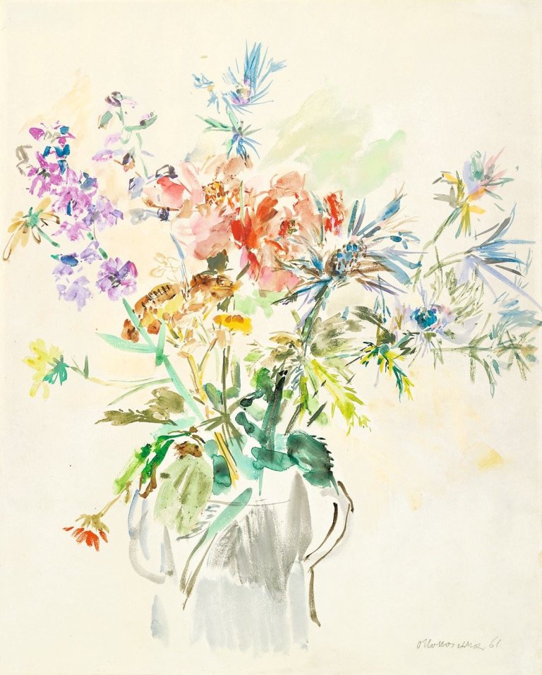 Auf diesem Bild ist das folgende Kunstwerk zu sehen: Oskar Kokoschka. Blumenstilleben. 1961.