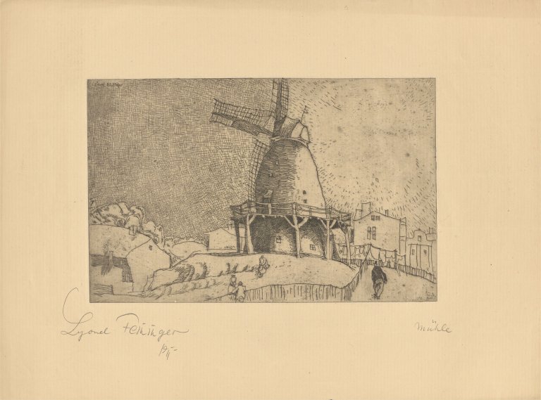 Auf diesem Bild ist das folgende Kunstwerk zu sehen: Lyonel Feininger. „Alte Windmühle (Mühle)“. 1911/12.