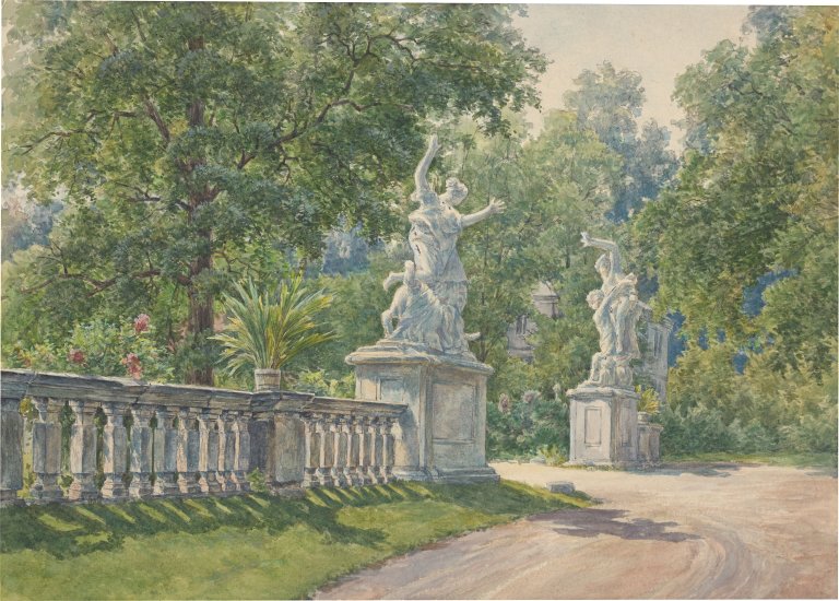 Auf diesem Bild ist das folgende Kunstwerk zu sehen: Ernst Erwin Oehme. Der Große Garten in Dresden.