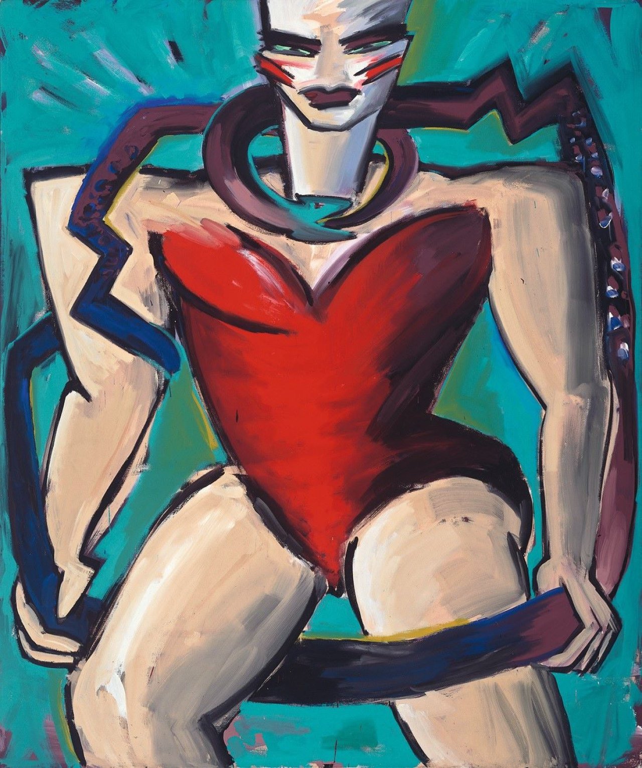 This picture shows the following artwork: Elvira Bach. „Schlangentanz I“. 1984.