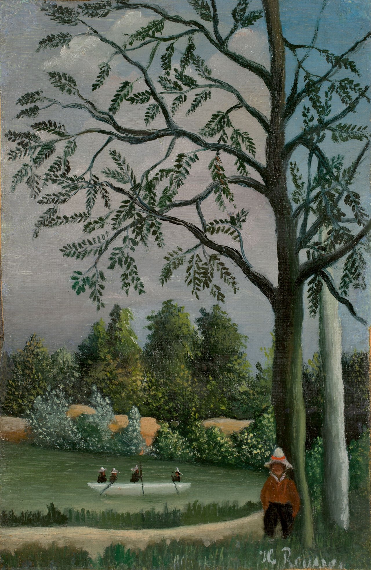 Auf diesem Bild ist das folgende Kunstwerk zu sehen: Henri Rousseau. Paysage avec des pêcheurs.