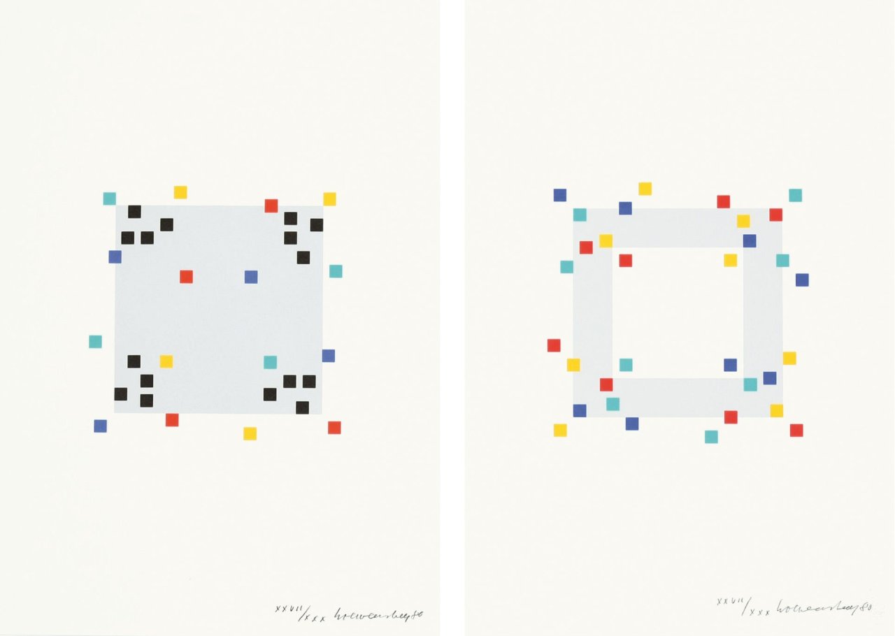 This picture shows the following artwork: Verena Loewensberg. „vier variationen um ein quadrat“. 1980.