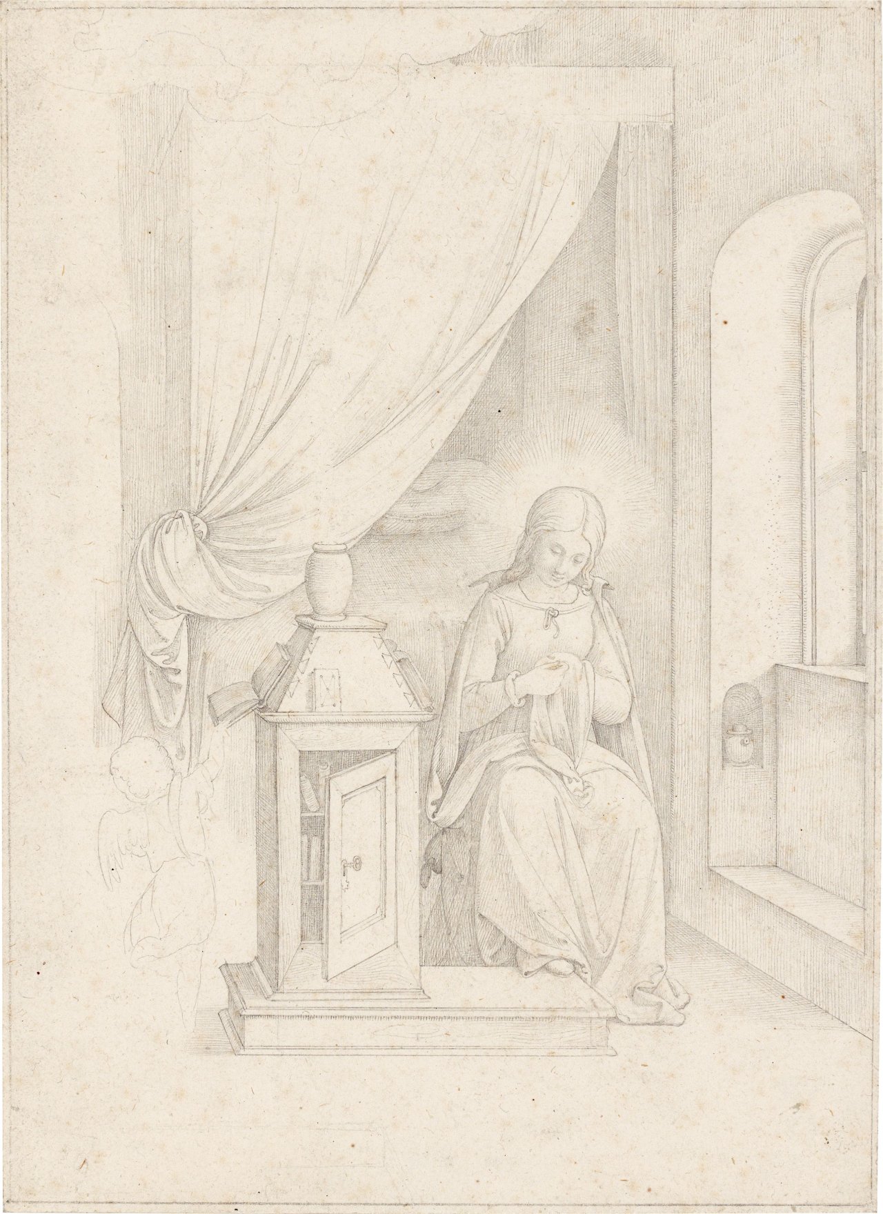 Auf diesem Bild ist das folgende Kunstwerk zu sehen: Friedrich Overbeck. Maria vor der Verkündigung. Um 1815/20.
