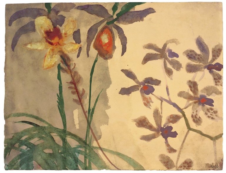 This picture shows the following artwork: Emil Nolde. Orchideen. Um 1925.