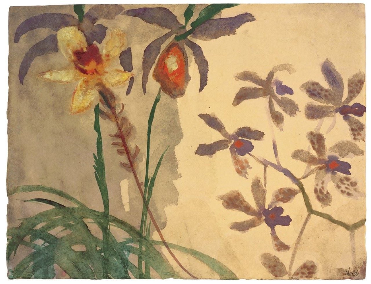 This picture shows the following artwork: Emil Nolde. Orchideen. Um 1925.