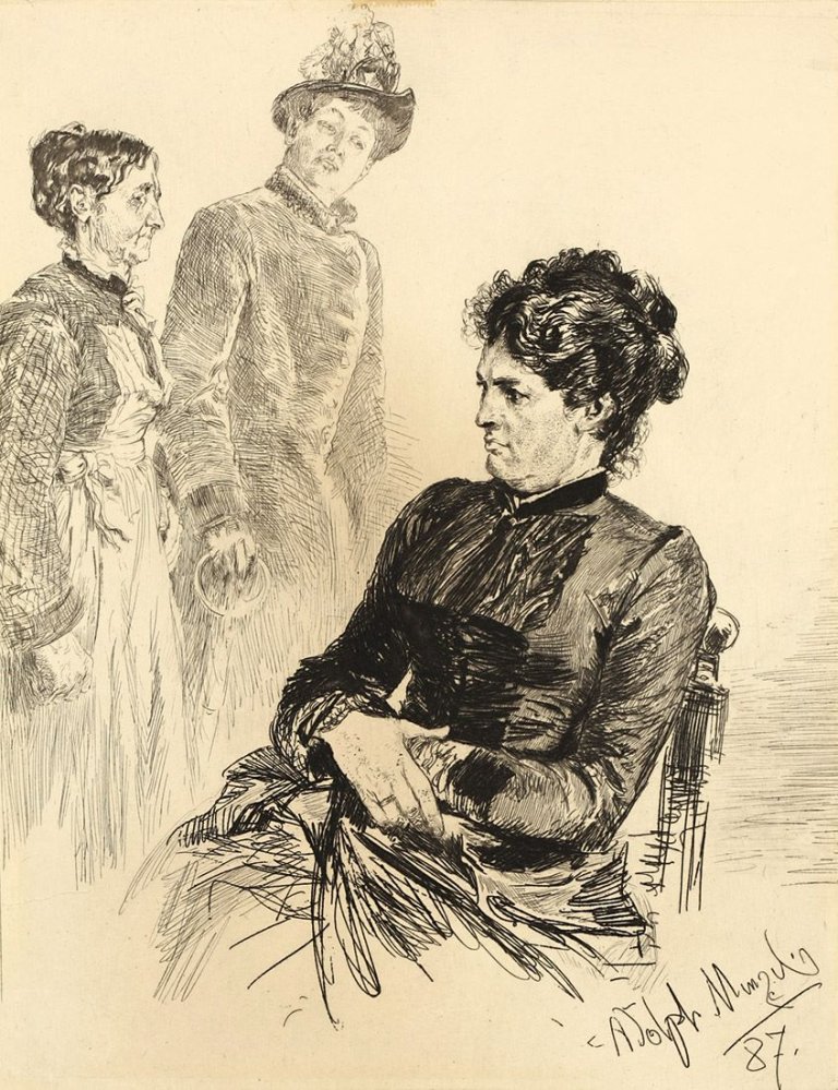 Auf diesem Bild ist das folgende Kunstwerk zu sehen: Adolph Menzel. „Stille Teilnahme“. 1887.