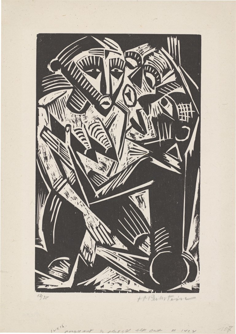 Auf diesem Bild ist das folgende Kunstwerk zu sehen: Max Pechstein. „Weib vom Manne begehrt“. 1919.