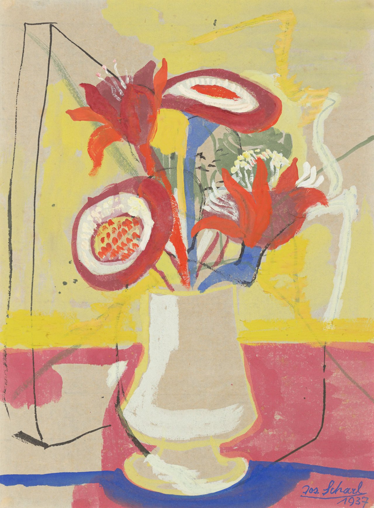Auf diesem Bild ist das folgende Kunstwerk zu sehen: Josef Scharl. Blumenstillleben. 1937.