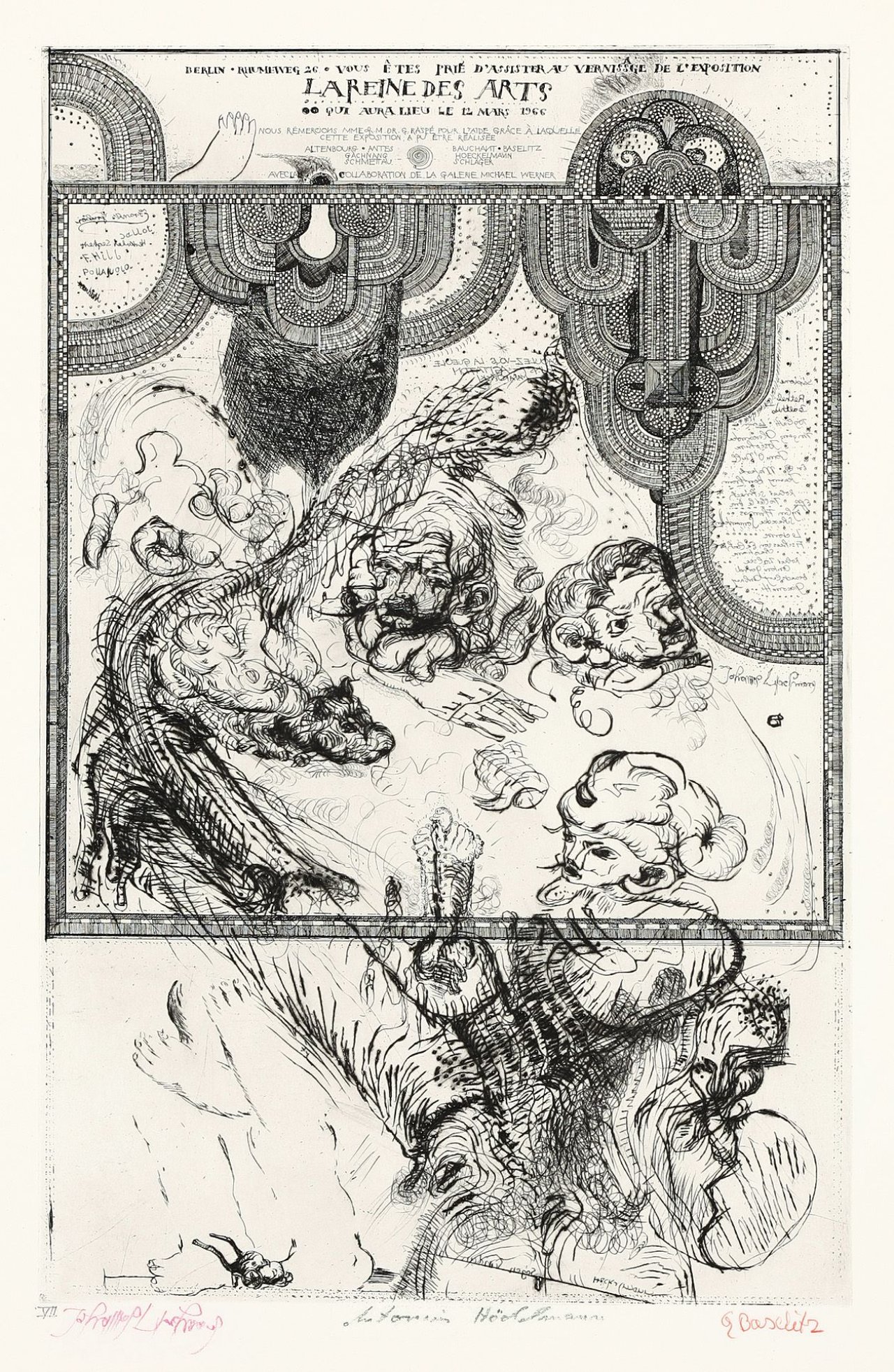 Auf diesem Bild ist das folgende Kunstwerk zu sehen: Georg Baselitz. „La Reine des Arts“. 1966.