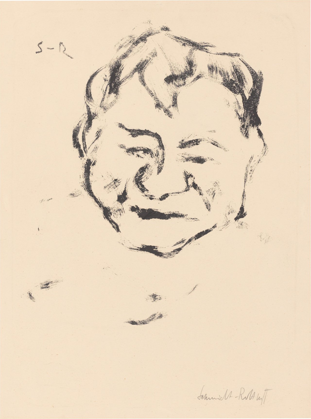 Auf diesem Bild ist das folgende Kunstwerk zu sehen: Karl Schmidt-Rottluff. „Bauernkopf“. 1908.