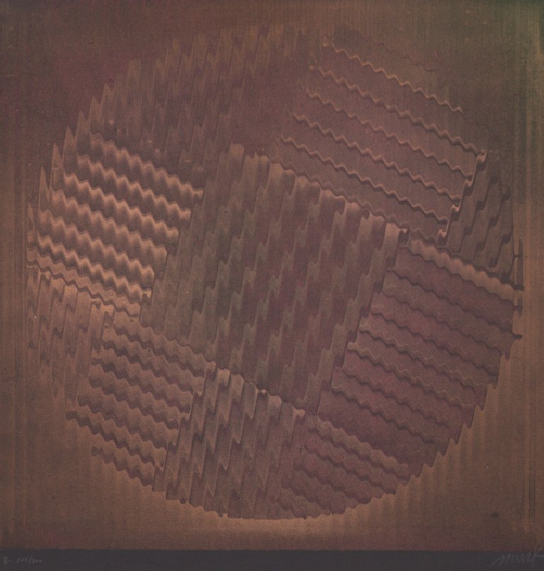 Auf diesem Bild ist das folgende Kunstwerk zu sehen: Heinz Mack. „Nacht-Sonne“. 1972.