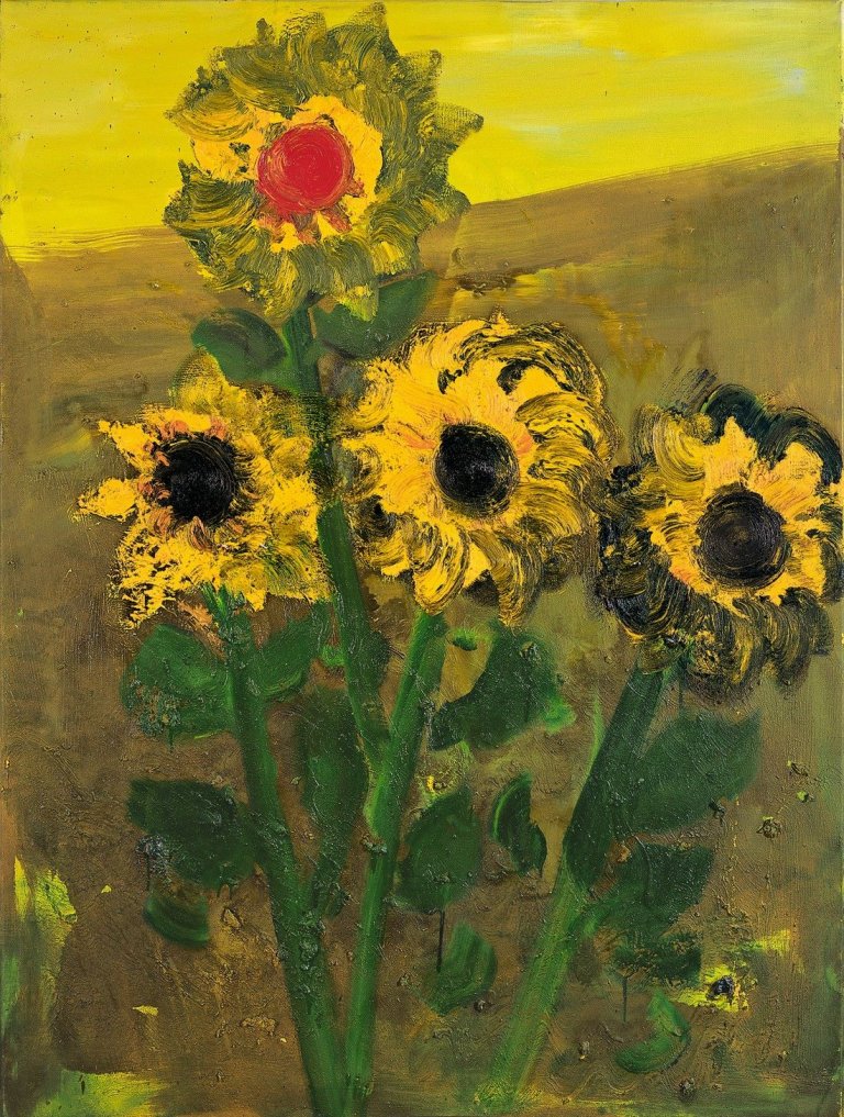 Auf diesem Bild ist das folgende Kunstwerk zu sehen: Rainer Fetting. „Sonnenblumen“. 1992.