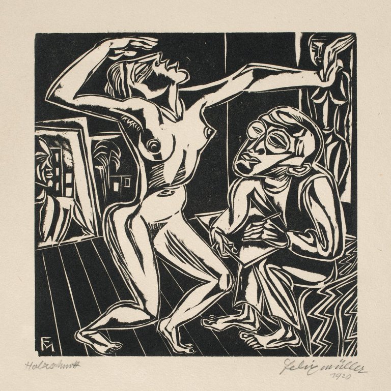 Auf diesem Bild ist das folgende Kunstwerk zu sehen: Conrad Felixmüller. „Tänzerin und Zeichner“. 1920.