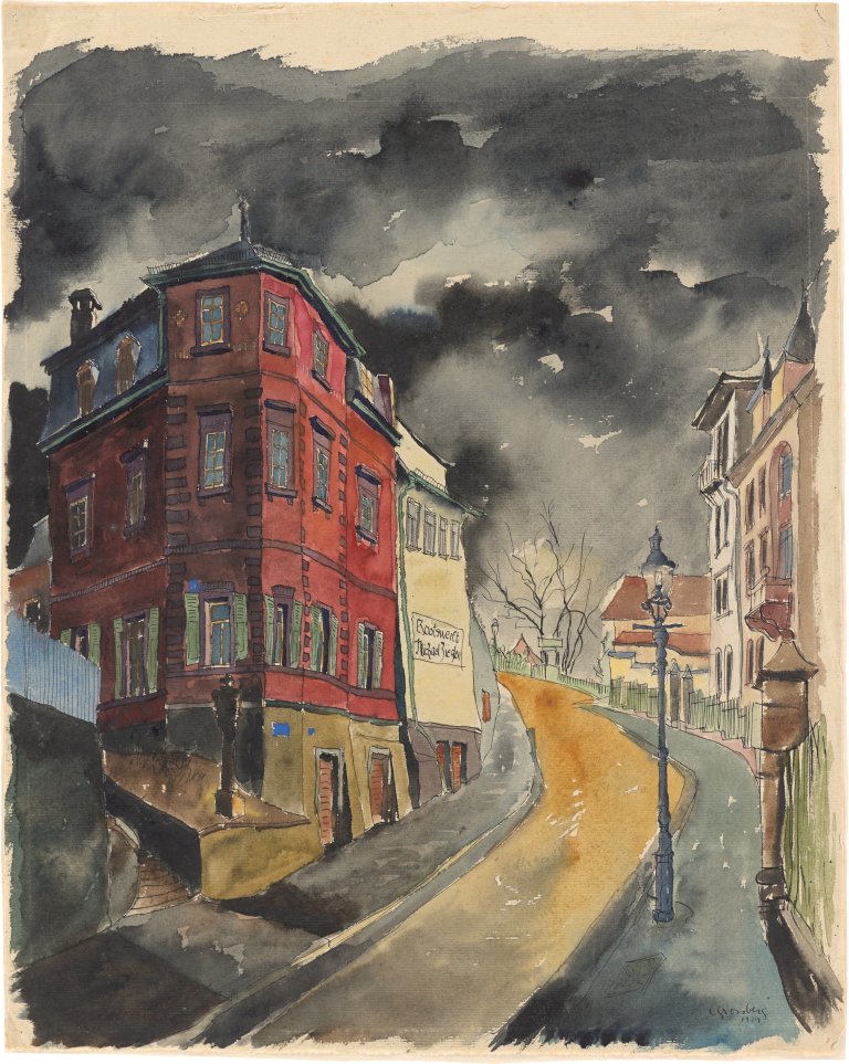 Auf diesem Bild ist das folgende Kunstwerk zu sehen: Carl Grossberg. Würzburg, Nikolausstraße. 1929.