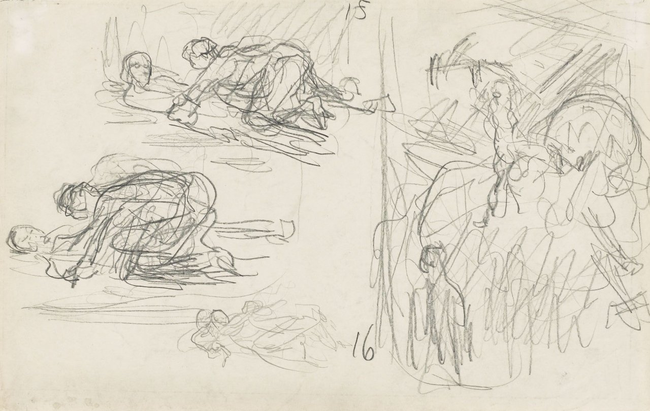 This picture shows the following artwork: Alfred Kubin. Studie zu: „Seidel - das älteste Ding der Welt“. 1923.