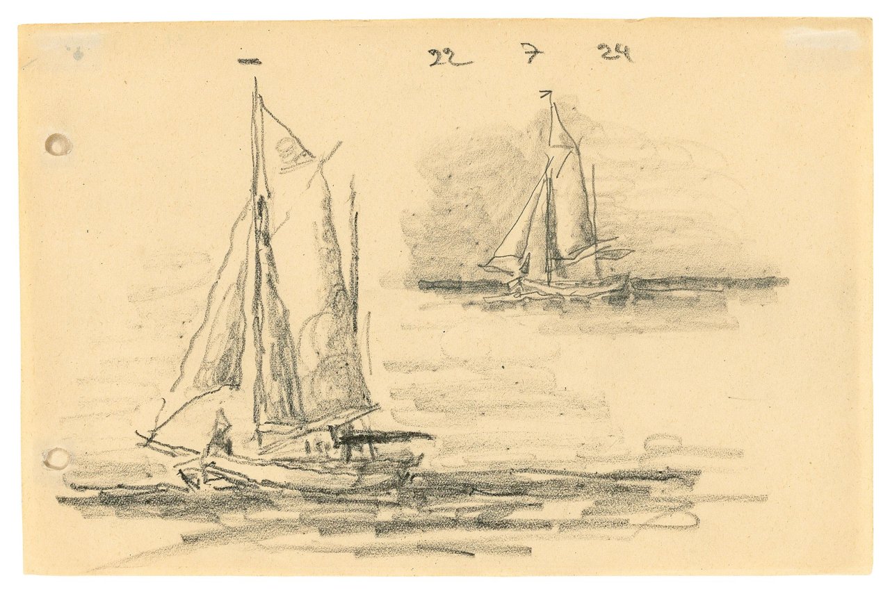 This picture shows the following artwork: Lyonel Feininger. Zwei Segelboote. 1924.