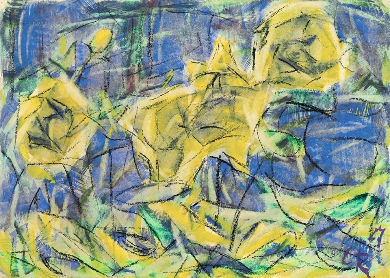 Auf diesem Bild ist das folgende Kunstwerk zu sehen: Christian Rohlfs. Gelbe Rosen. 1927.