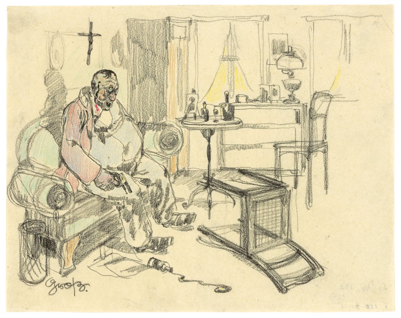 This picture shows the following artwork: George Grosz. ”Selbstmörder”. 1912.