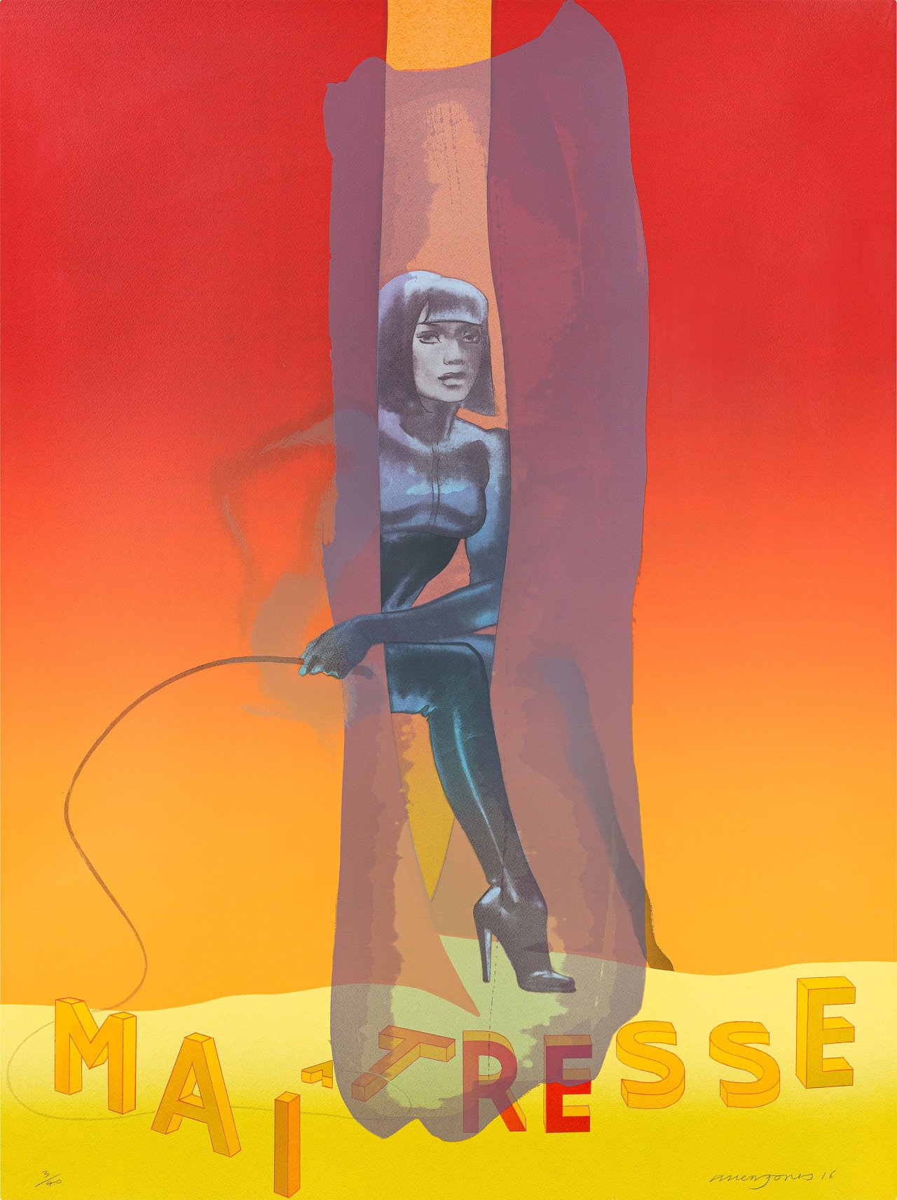 Auf diesem Bild ist das folgende Kunstwerk zu sehen: Allen Jones. „Maitresse Folio Screenprint IV“. 2016.
