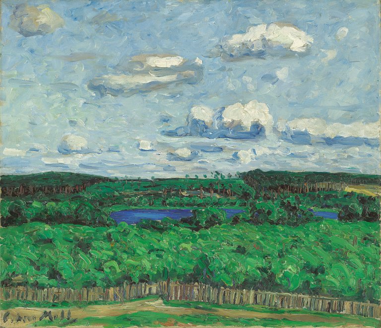 Auf diesem Bild ist das folgende Kunstwerk zu sehen: Oskar Moll. „Wälder mit Havelsee“. 1906.