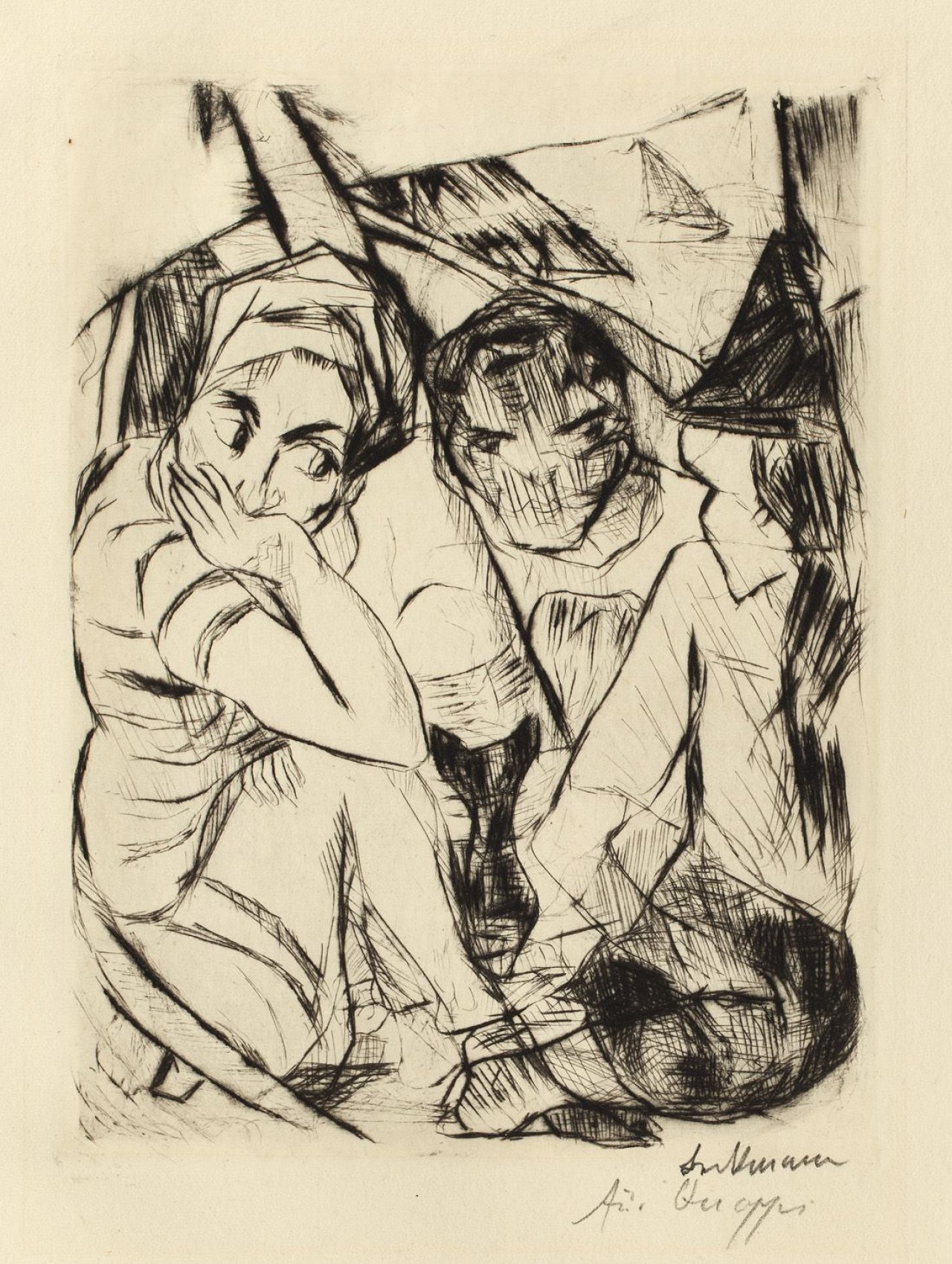 Auf diesem Bild ist das folgende Kunstwerk zu sehen: Max Beckmann. „Die Fürstin: Erste Illustration zu Kapitel 1“. 1917.