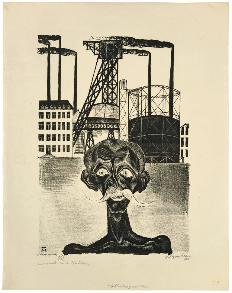 Auf diesem Bild ist das folgende Kunstwerk zu sehen: Conrad Felixmüller. „Kohlenbergarbeiter“. 1920.