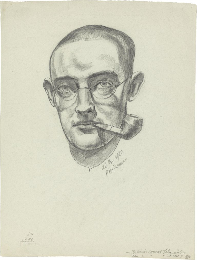 Auf diesem Bild ist das folgende Kunstwerk zu sehen: Raoul Hausmann. „Bildnis Conrad Felixmüller“. 1920.