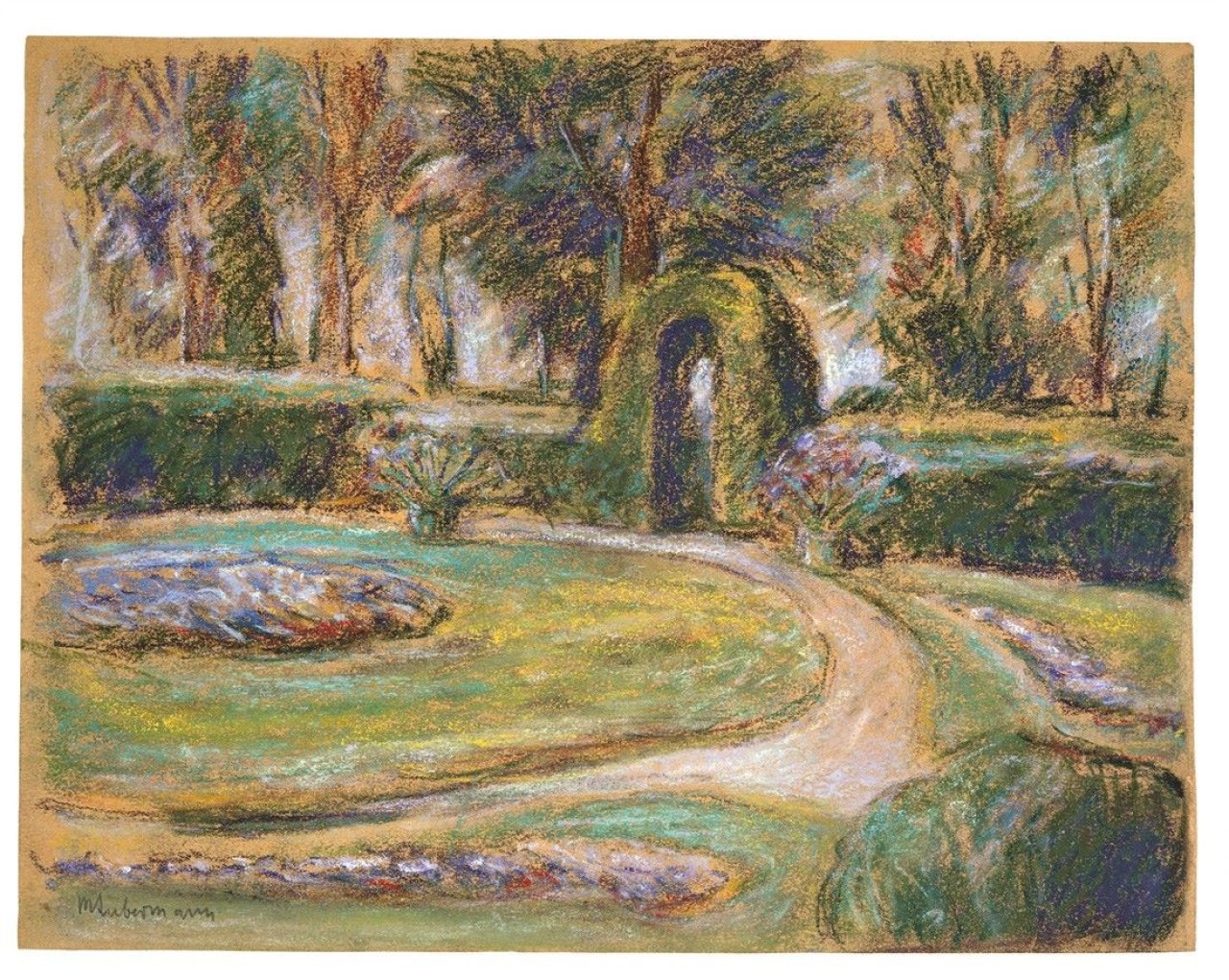 This picture shows the following artwork: Max Liebermann. „Das Rondell im Heckengarten“. Circa 1923.